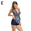 Set Maternity Women badkläder Set Floral graviditet baddräkt strand sommar bikini bada sexiga kläder för gravida kvinnor