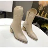 JC Jimmynessity Choo Quality High Shoes Chelsea Boots Designer Calfskin Western Boot Chaussures Femmes Blocs gros talons