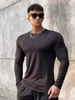 Ginásio de fitness camiseta dos homens casual manga longa camisa magro masculino musculação camisetas topos correndo esportes secagem rápida roupas treinamento 231229