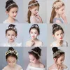 Ensembles à la main Gold Sier Color Fashion Band Crystal Pearl Flower Hairband Hair Hair Bijoux Lave Enfant Child Head Accessoires