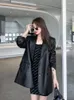 Women's Suits Brown PU Leather Suit Jacket Women Spring Elegant High Quality Black Blazers Mujer Fashion Luxury Loose Causal Outwear Coats