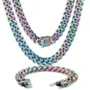 Ensemble de bijoux avec collier et bracelet à maillons cubains, collier Miami en acier inoxydable plaqué or véritable 18 carats avec boucle à ressort design 329b