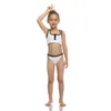 One-pièces fille 2021S mignon deux pièces maillot de bain fendu frais couleur unie couture bretelles hauts et boucle triangle shorts drop livrer DHG92