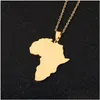 Collane con ciondolo Collana con mappa Africa da uomo Mappe in acciaio inossidabile Catene d'oro Gioielli di moda Hip Hop per le donne Uomo Will e Sandy Dro Dhs2N