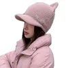 Women Hat Rabbit Hair Blended Sticked Duck Tongue Hat Women's Autumn Winter Wool Women Baseball Hat Cut Cat Ear Protection Cap 231229