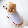 Cão vestuário sublimação em branco roupas para cães branco em branco filhote de cachorro camisas cor sólida pequena camiseta algodão outwear suprimentos para animais de estimação 2 cores dhrmy