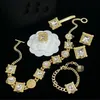 Mode Basilisk Medusa Square Crystal Pendants kvinnors armband halsband stud örhänge set mässing 18k guldplätering damer des186v