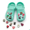 Charms Moq 50 piezas Bad Bunny Forma Clog Charm 2D Soft Pvc Jibz Piezas de zapatos Accesorios Tendencia Hebillas Decoraciones Fit Hombres Sandalias Niños F Dhoic