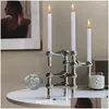 Portacandele Candele estetiche geometriche Candelabro Piedistallo Nordico Metallo di lusso Piccolo Moderno Kaarshouder Decorazioni Drop Deliver Dh0Qn