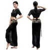 Work Dresses #9835 Sexy Top Cardigan Short-sleeve V-neck Slim High Waist Scarf Skirts With Leggings Women Belly Dance Clothes Set See