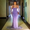 Aso Ebi 2024 Lavender Mermaid Prom Dress Pearls Crystals Evening Formal Party Second Reception Birthday Engagement Gowns Dresses Robe De Soiree Zj398 es