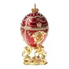 Scatole Corona in oro rosso Serie Fabergeegg Scatola per ciondoli per gioielli dipinta a mano Regalo unico per decorazioni per la casa di Pasqua da collezione