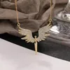 Moda 925 Sterling Gümüş Kadın Takıları 18K Altın Kaplama Mikro Zirkon Angel Wings Kolye Kolye Noel Hediyeleri 231229