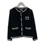 デザイナーの女性編みセーターカーディガンジャケット女性カーディガンアウターウェアジャケットスウェットシャツ黒い白い長袖ニットコートチンH51