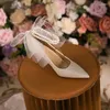 Kleidschuhe Frühling/Sommer Spitz Flacher Mund Pailletten Perle Schmetterling Hochzeit Dünne High Heels Bankett Vielseitiger Damenschuh