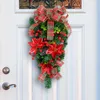 Decorative Flowers Christmas Flower Upside Down Tree 2023 Classic Red And Green Checkered Wreath Door Hanging Shopping Mall El