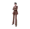 Ternos femininos blazers moda coreana vintage feminino blazer pantsuit escritório formal botão terno jaquetas calças retas roupas femininas