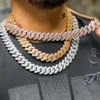 Drop Hip Hop Necklace Silver/18k Gold Plated 10/12/14/15/20mm Iced Out Diamond CZ Cuban Link Chain Gift for Him/Her 231229