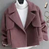 Ternos femininos 2024 outono/inverno versão coreana fino blazer curto estatura menina casaco versátil jaqueta de lã rosa