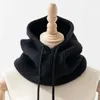 MoriBty Winter Solid Knitted Snood Scarf Women Neck Collar String Hooded Balaclava Hijab Acrylic Warm Windproof Unisex Headscarf 231229