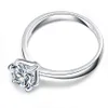 Ny ankomst Silverfärg Klassisk enkel design 6 Prong glittrande Solitaire 1CT Zirconia Forever Wedding Ring 160A