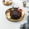 Backformen Werkzeuge Goldene Metall Runde Kuchenform Mit Glasdeckel Staubdicht Brot Dessert Tablett Europäischen Stil Haushaltsdekoration