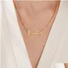 Pendentif Colliers Collier de nom d'or personnalisé avec chaîne de boîte personnalisé bijoux faits à la main cadeau d'anniversaire pour sa maman 230522 Drop Deliv Dhiqd