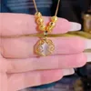 Genuine 18K Gold Diamond Ginkgo Leaf Pendant Necklaces for Women Simple Zircon Neck Chain for Women Fine Jewelry Gifts 231229