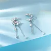 Stud Earrings Delicate Cute Zircon Moon Tassel Butterfly For Women Korean Fashion Asymmetric Girls Party Jewelry