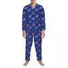 Men's Sleepwear Blue Evil Eye Pamas Mens Abstract Art Kawaii Night Autumn Two Piece Casual Oversized Custom Pama Sets