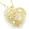 Pendant Necklaces 2023 Heart Sets Gold Plated White Zircon Necklace Earring Jewelry