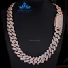 Halsband Moissanitkedjan Custom Made Rose Gold Jewelry Gold Plated Cuban Links Def VVS Wholesale All Size Round Cuban