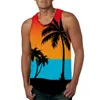 Men's Tank Tops Spring Summer Casual Top Shirt Sea Beach Printed O Neck Blouses Sleeveless Tanks Fashion Heavy Cotton T