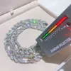Chegada Custom Made 15mm Vvs Moissanite Baguette Corte Esmeralda Hip Hop Diamante Figaro Corrente