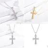 Pendant Necklaces Crystal Diamond Jesus Cross Believe Gold Necklace Chains For Women Men Fashion Jewelry Will And Sandy Drop Deliver Dh3Ib