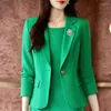 Costumes pour femmes CTemperament Blazer Violet Vert Noir Haute Qualité Bouton Unique Élégant Bureau Formel Dames Travail Porter Chic Veste Coa