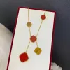 Fashion10 Collana di diamanti Collana classica di trifoglio Ciondolo in oro rosa 18 carati placcato argento Ciondolo in agata per donne Ragazza Fidanzamento di San Valentino Gioielli firmati Gif