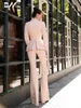 Bridal Pantsuit For Wedding Civil Suit White Two Pieces Set Peplum Blazer With Bell Bottoms Tall Women 2 231229