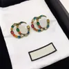 Brincos de designer de marca de moda aretes orecchini feminino colorido pedra preciosa brinco de cristal202N