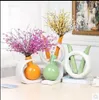 Вазы Современная керамическая ваза Lucky Bamboo в форме карамической настольной вазы для дома, отеля, офиса, клуба, бара, декор, 3 цвета на выбор