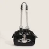 Viviennely Westwoodly Crocodile Bowling Bag New Fashion Heavy Industry Dark Punk Chain Bag