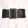 Belts Women Fashion Square Metal Buckle Pin Belt Wide Elastic Stretch Cinch Waistband Corset Dress Decoration Clothes Accessories