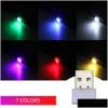 Decoratieve verlichting Autolamp Mini USB Led Interieur Sfeer Noodverlichting Pc Colorf Lamp Accessoires Drop Delivery Mobiles Moto Dhc4B