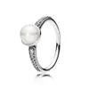 Nytt varumärke 100% 925 Sterling Silver Elegant Beauty Romantic Pearl Ring for Women Wedding Rings Fashion Jewelry321f