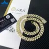 Factory Custom Hip Hop Necklace Jewelry 925 Silver Yellow Solid Gold VVS1 Moissanite Diamond Iced Out Cuban Link Chain