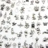 Assortiment de 100 modèles de breloques d'animaux, chat, cochon, ours, oiseau, serpent, cheval, chien, écureuil, cygne, bœuf, pendentifs pour collier, bracelet, bijoux, DIYr2122