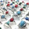 50pcs Whole Mixed SILVER Turquoise female women girls Rings Cool Rings Unique fashion Vintage Retro Jewelry167P