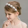 Ensembles à la main Gold Sier Color Fashion Band Crystal Pearl Flower Hairband Hair Hair Bijoux Lave Enfant Child Head Accessoires