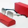 Роскошные дизайнерские солнцезащитные очки для женщин Мужские солнцезащитные очки Buffalo Horn Carti Солнцезащитные очки Квадратные безрамные металлические мостовые оправы с редуктором Fas
