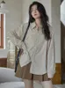 Damesblouses Zoki Vrouwen Zoet Elegant Gestreept Shirt Eenvoudig Vintage Losse Koreaanse Blouse Harajuku All Match Lange Mouw Retro Vrouwelijke tops
